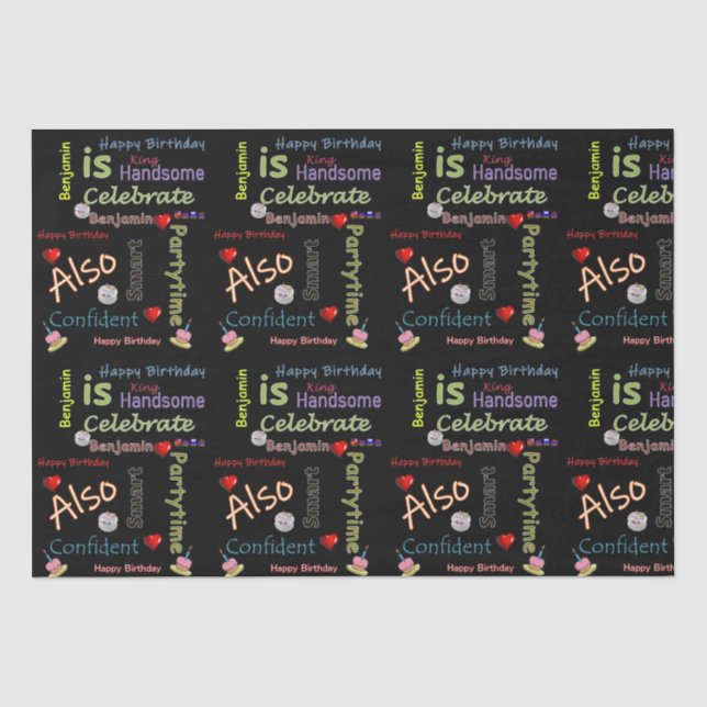 Papier Mousseline Joyeux Anniversaire Tissu Papier Benjamin (Recto)