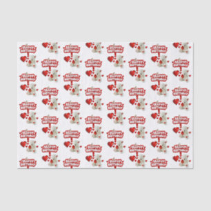 Papier Mousseline Joyeux Anniversaire Tissu Papier blanc Teddy Ours
