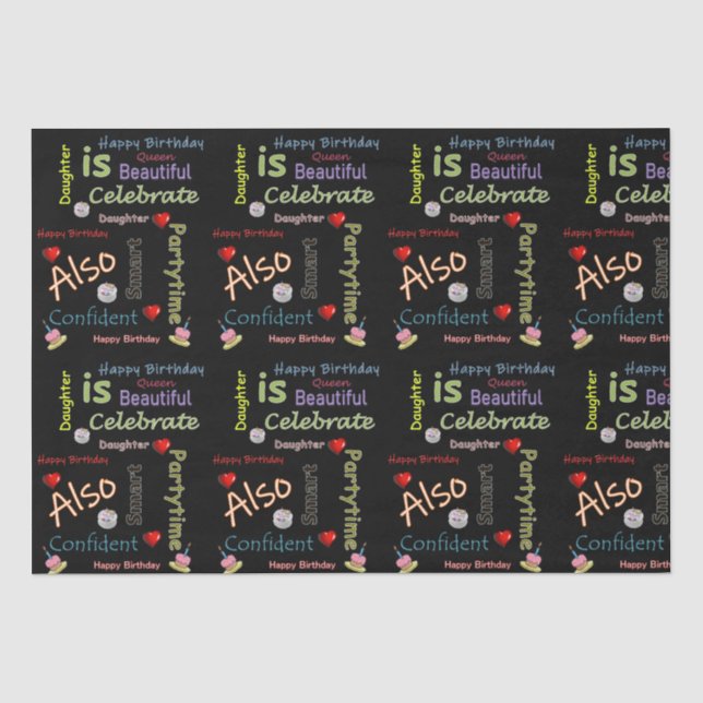 Papier Mousseline Joyeux anniversaire Tissu papier fille (Recto)