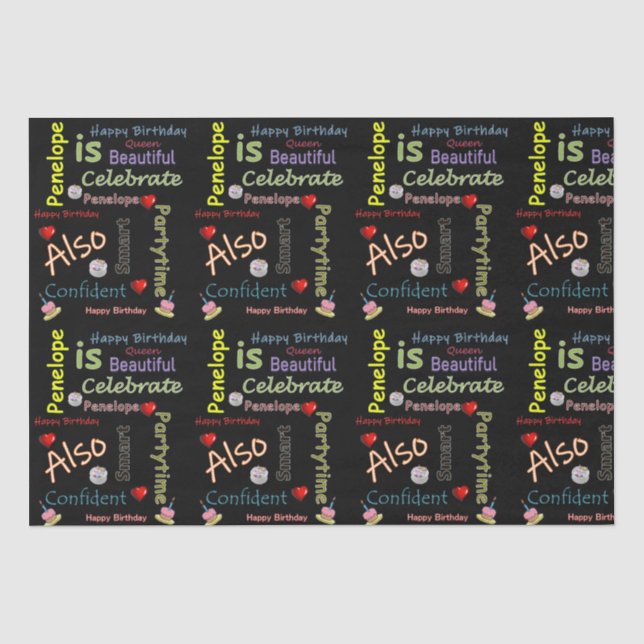 Papier Mousseline Joyeux Anniversaire Tissu Papier Penelope (Recto)