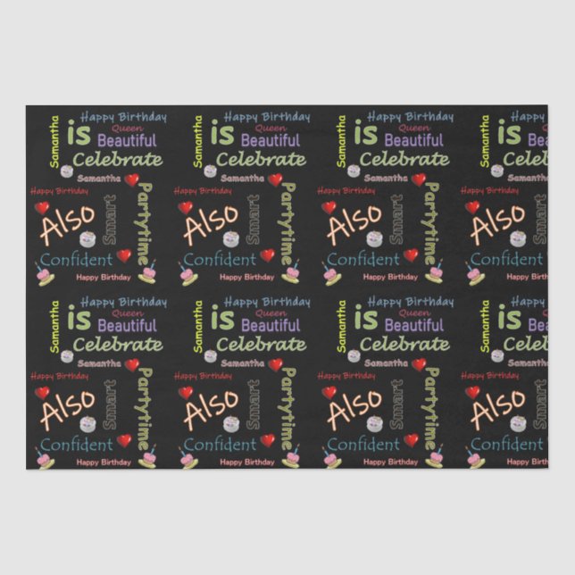 Papier Mousseline Joyeux Anniversaire Tissu Papier Samantha (Recto)