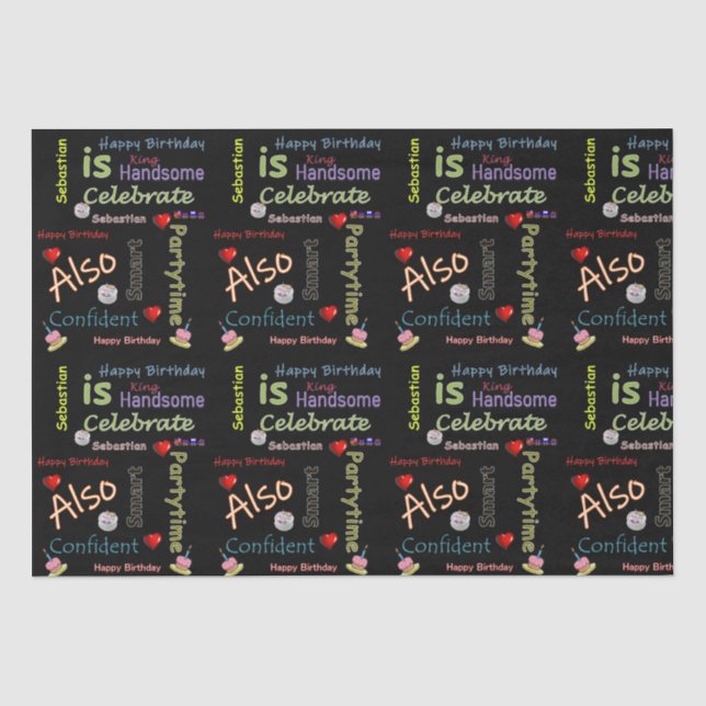 Papier Mousseline Joyeux Anniversaire Tissu Papier Sebastian (Recto)