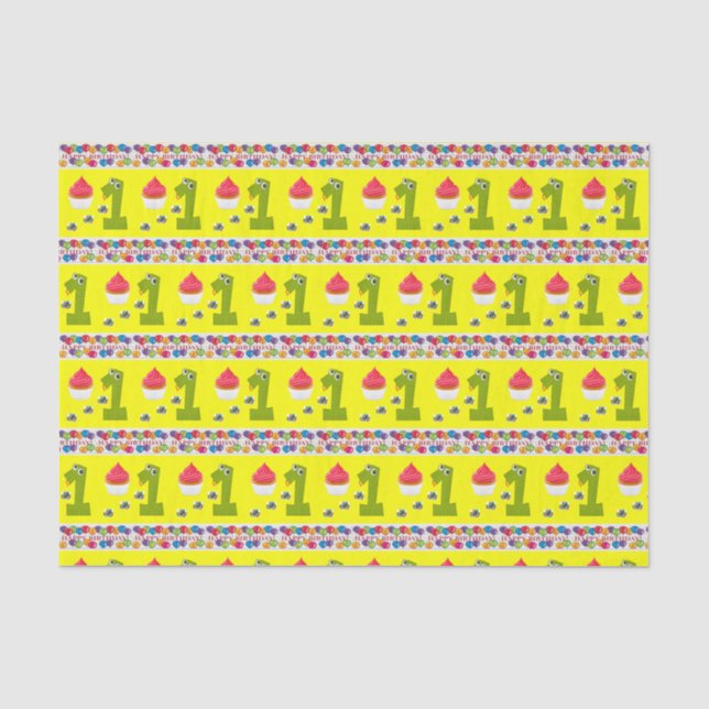 Papier Mousseline Joyeux Anniversaire Tissu Papier Un An (Recto)