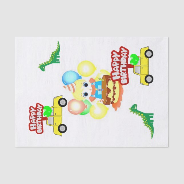 Papier Mousseline Joyeux Anniversaire Tissue Paper Alligator (Recto)