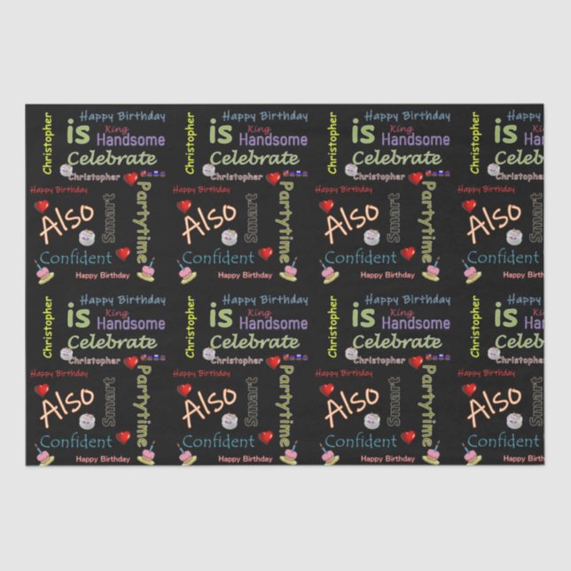 Papier Mousseline Joyeux Anniversaire Tissue Paper Christopher (Recto)