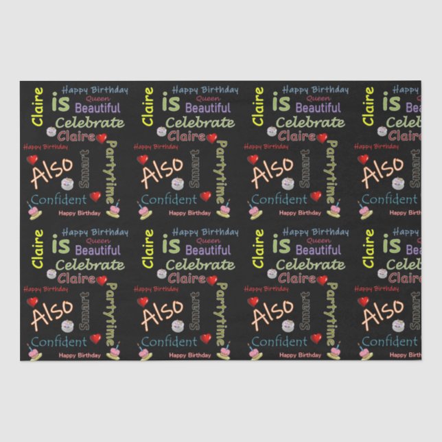 Papier Mousseline Joyeux anniversaire Tissue Paper Claire (Recto)