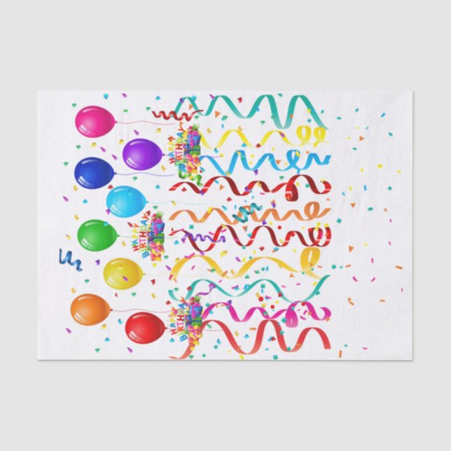 Papier Mousseline Joyeux Anniversaire Tissue Paper Confetti (Recto)