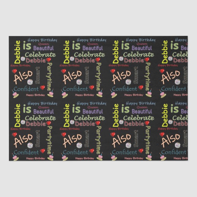 Papier Mousseline Joyeux Anniversaire Tissue Paper Debbie (Recto)