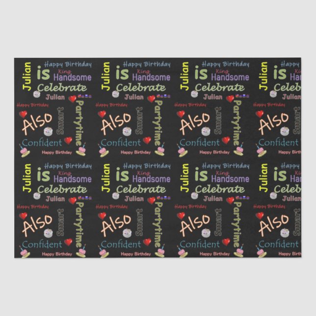 Papier Mousseline Joyeux Anniversaire Tissue Paper Julian (Recto)