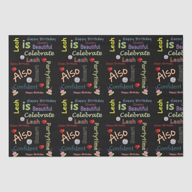 Papier Mousseline Joyeux Anniversaire Tissue Paper Leah (Recto)