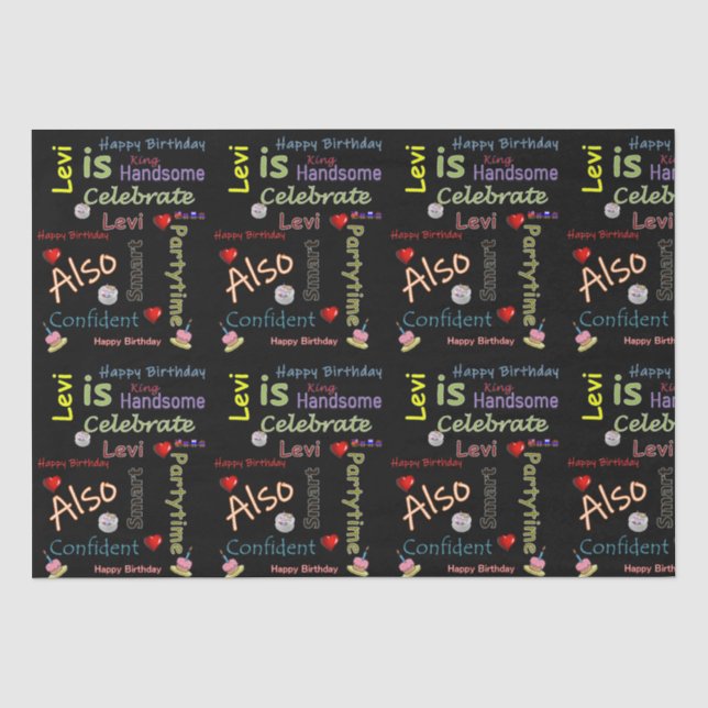 Papier Mousseline Joyeux Anniversaire Tissue Paper Levi (Recto)
