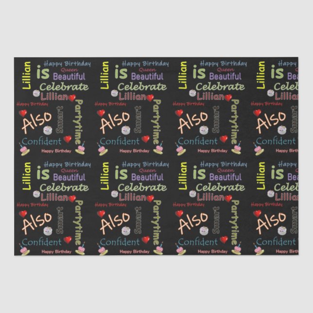 Papier Mousseline Joyeux Anniversaire Tissue Paper Lillian (Recto)