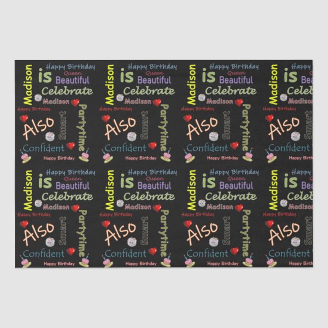 Papier Mousseline Joyeux Anniversaire Tissue Paper Madison (Recto)