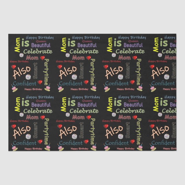 Papier Mousseline Joyeux anniversaire Tissue Paper Maman (Recto)