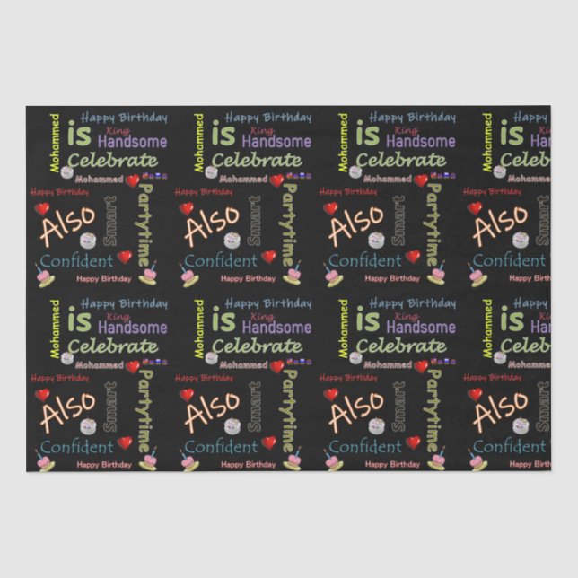 Papier Mousseline Joyeux Anniversaire Tissue Paper Mohammed (Recto)
