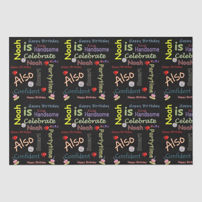 Papier Mousseline Joyeux Anniversaire Tissue Paper Noah (Recto)