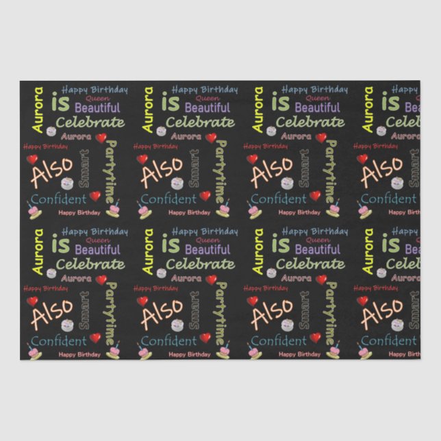 Papier Mousseline Joyeux Anniversaire Tissue Papier Aurora (Recto)