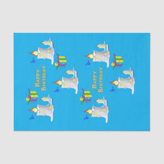 Papier Mousseline Joyeux Anniversaire Tissue Papier Bougies (Recto)