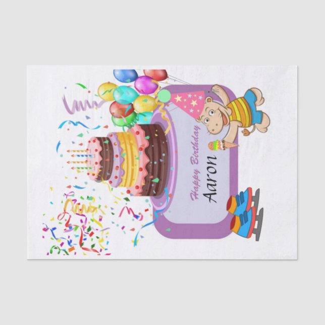 Papier Mousseline Joyeux Anniversaire Tissue Papier Hippopotamus (Recto)