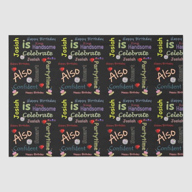Papier Mousseline Joyeux Anniversaire Tissue Papier Josiah (Recto)