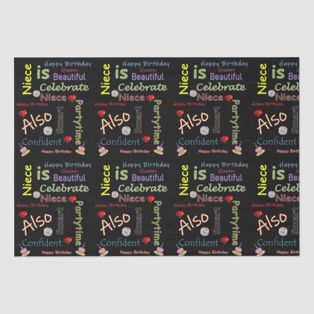 Papier Mousseline Joyeux Anniversaire Tissue Papier Niece (Recto)