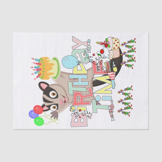 Papier Mousseline Joyeux Anniversaire Tissue Papier Possum Gâteau (Recto)