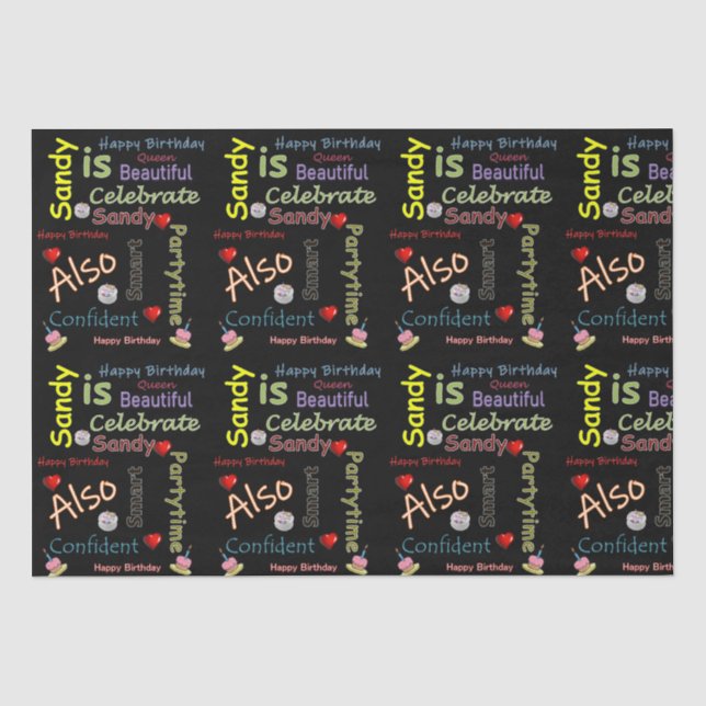 Papier Mousseline Joyeux Anniversaire Tissue Papier Sandy (Recto)