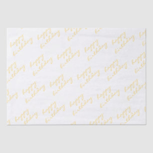 Papier Mousseline Joyeux Anniversaire White Gold Script