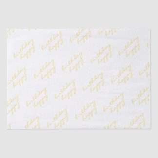 Papier Mousseline Joyeux Anniversaire White Gold Script