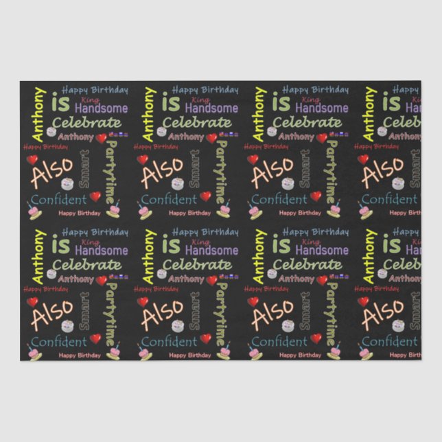 Papier Mousseline Joyeux Anthony papier Tissue Antoine Anniversaire (Recto)