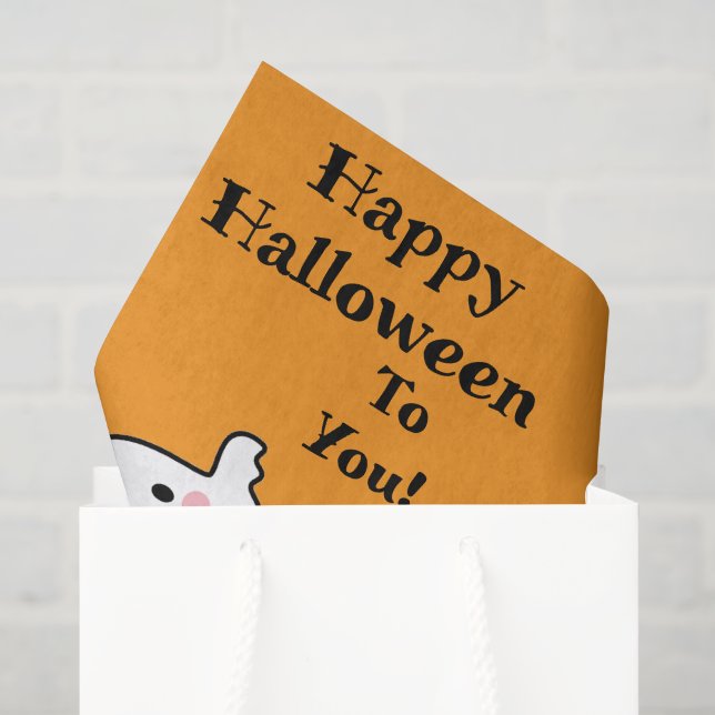 Papier Mousseline Joyeux cadeau Halloween mignonne Ghost Bat Orange (Sac cadeau)