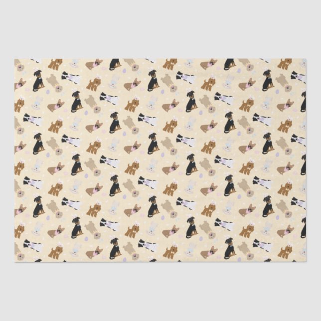 Papier Mousseline Joyeux Chiens de Pâques (Recto)
