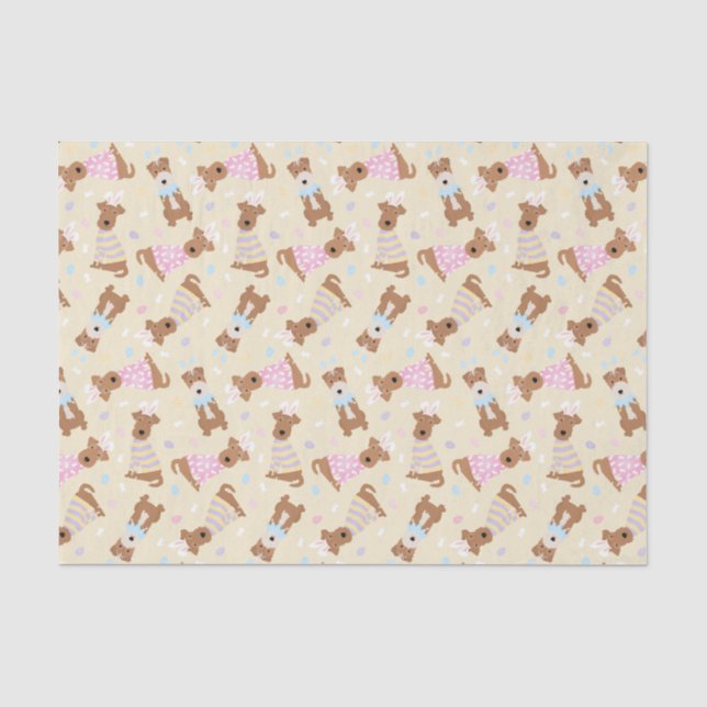 Papier Mousseline Joyeux Chiens de Terrier gallois de Pâques (Recto)