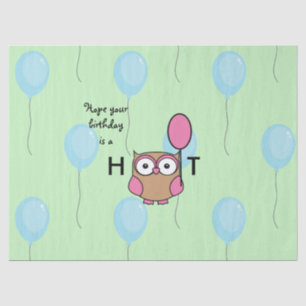 Papier Mousseline Joyeux Chouette de Hoot Birthday avec Ballons