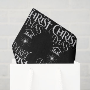 Papier Mousseline Joyeux CHRISTmas Christian Religieux Noir Chalk