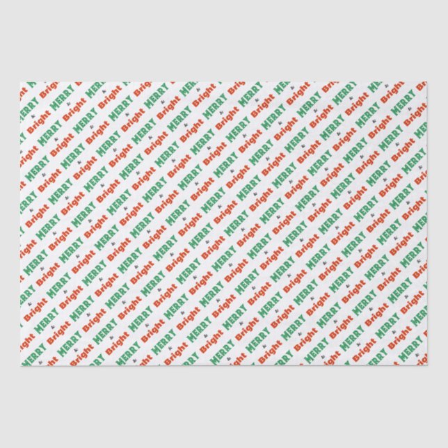 Papier Mousseline Joyeux et des mots brillants Fête Noël (Recto)