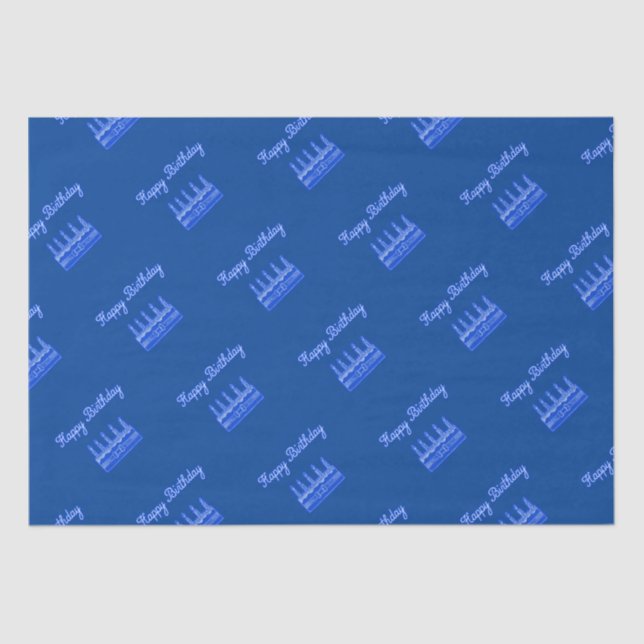 Papier Mousseline Joyeux gâteau d'anniversaire Neon Bleu Signet Text (Recto)