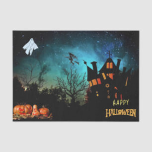 Papier Mousseline Joyeux Halloween Scary Witch, fantôme et Citrouill