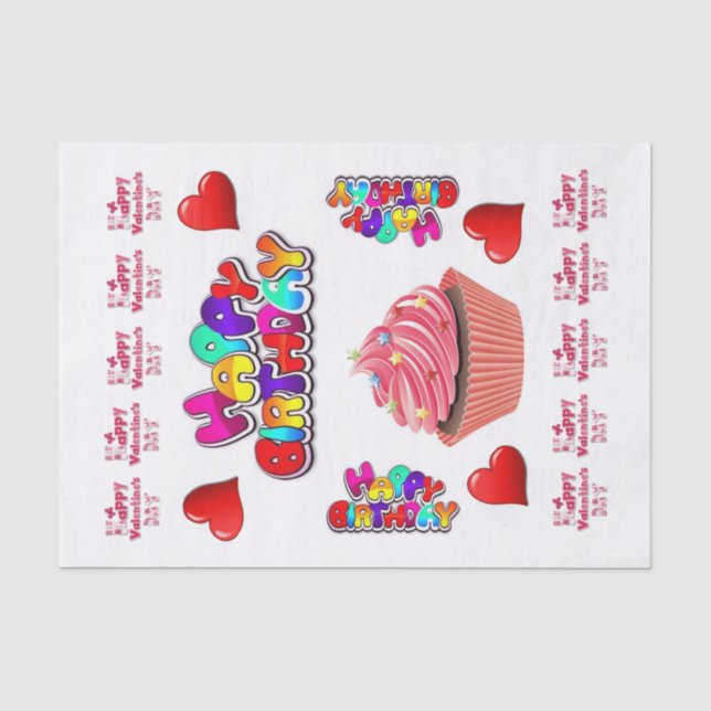 Papier Mousseline Joyeux Jour des Valentines Joyeux Anniversaire Tis (Recto)