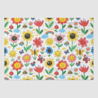 Papier Mousseline Joyeux jours - Fleur joyeuse et Motif d'amis
