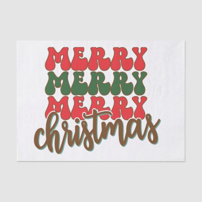 Papier Mousseline Joyeux Joyeux Joyeux Noël Tissu Papier (Recto)