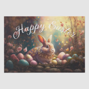 Papier Mousseline Joyeux lapin de Pâques avec oeufs de Pâques