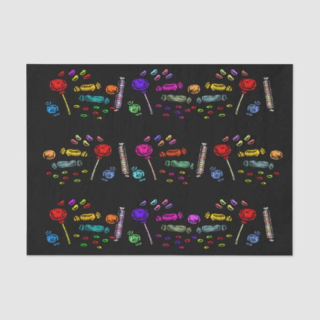 Papier Mousseline Joyeux Lollipops d'Halloween et Motif de bonbons,  (Recto)
