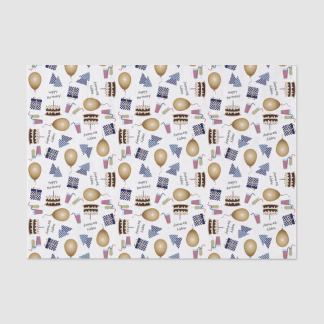 Papier Mousseline Joyeux Motif d'anniversaire dans le papier de tiss (Recto)