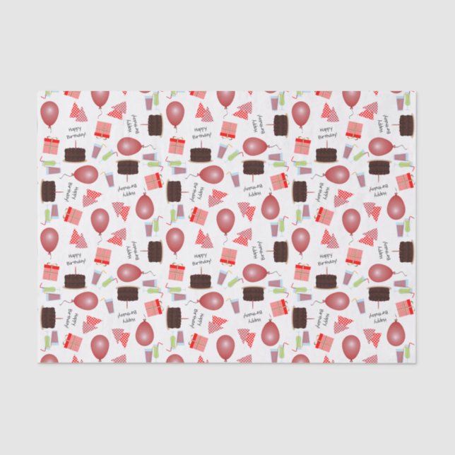 Papier Mousseline Joyeux Motif d'anniversaire en papier de tissus ro (Recto)