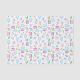 Papier Mousseline Joyeux Motif d'anniversaire en papier Tissu rose/b