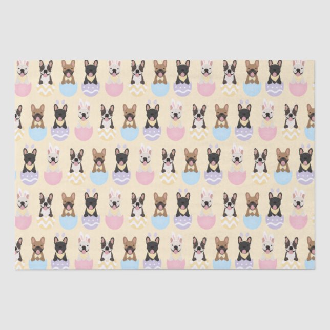 Papier Mousseline Joyeux Motif de Chien de Pâques français (Recto)