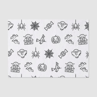Papier Mousseline Joyeux motif d'Halloween déplaisant - Blanc