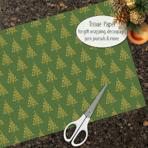 Papier Mousseline Joyeux Noël à Faux Gold sur Vert