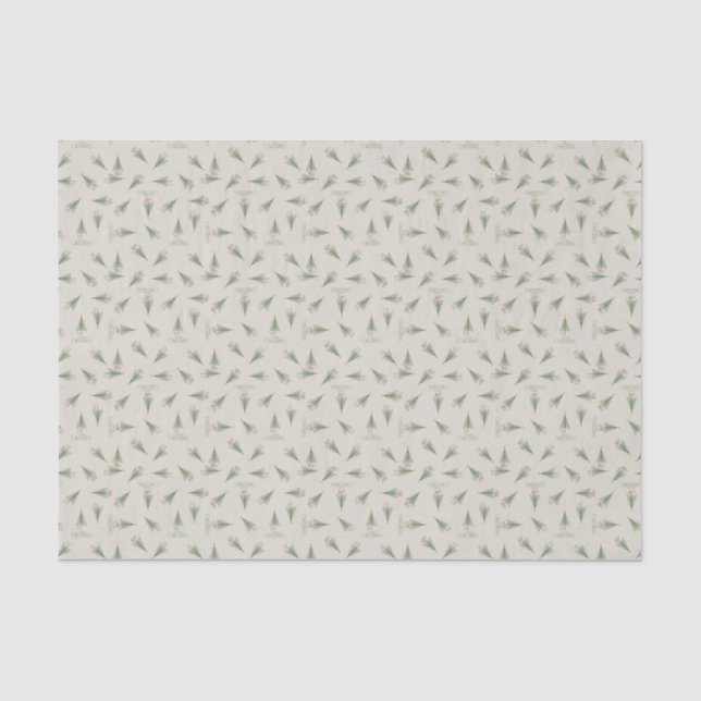Papier Mousseline Joyeux Noël Arbre Graphique (Recto)